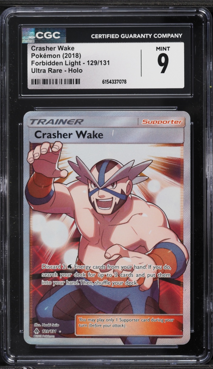 2018 Pokemon Sun & Moon Forbidden Light Full Art Crasher Wake #129 CGC 9 MINT