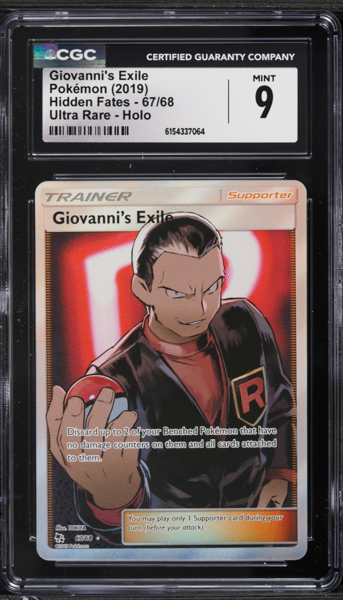 2019 Pokemon Sun & Moon Hidden Fates Full Art Giovanni's Exile #67 CGC 9 MINT