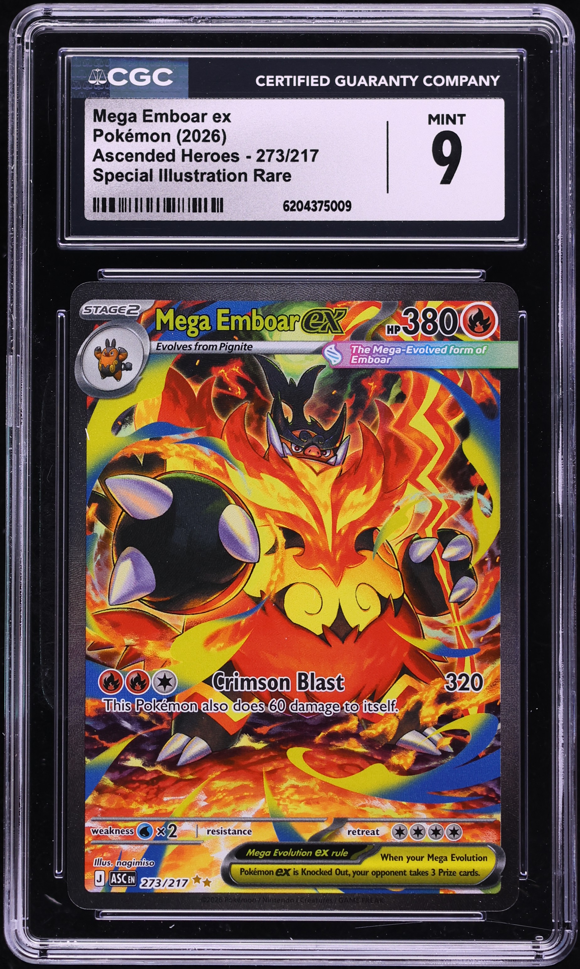 2026 Pokemon Mega Evolution Ascended Heroes SIR Mega Emboar Ex #273 CGC 9 MINT