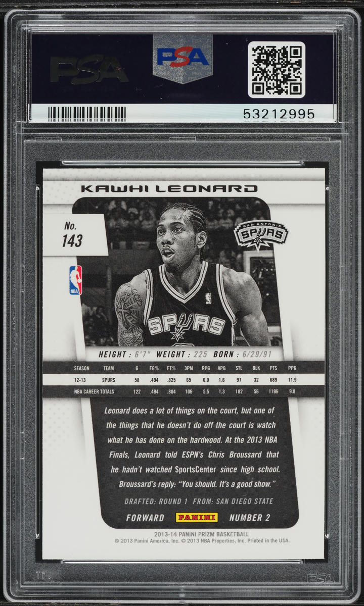 その他 2013-14 Prizm Kawhi Leonard /199 PSA9 2013 Panini Prizm Kawhi Leonard #143 PSA 9 MINT on Fanatics