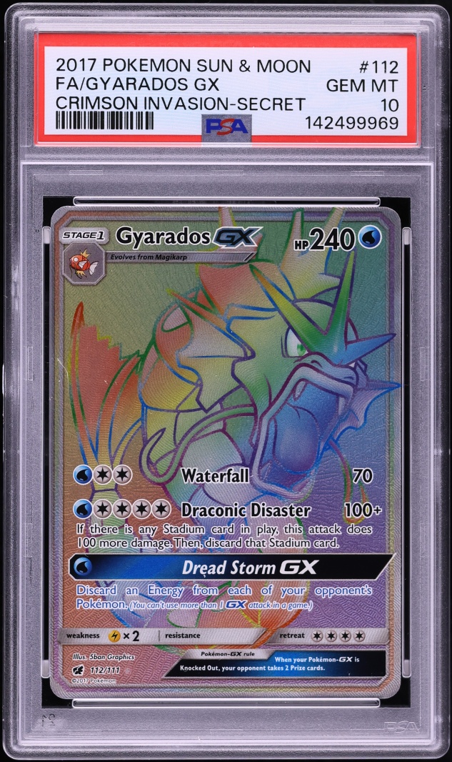 2017 Pokemon Sun & Moon Crimson Invasion Rainbow Rare Gyarados GX #112 PSA 10 GEM MINT