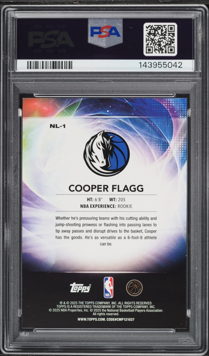 2025 Topps No Limit Rainbow Foilboard Cooper Flagg ROOKIE #NL-1 PSA 9 MINT