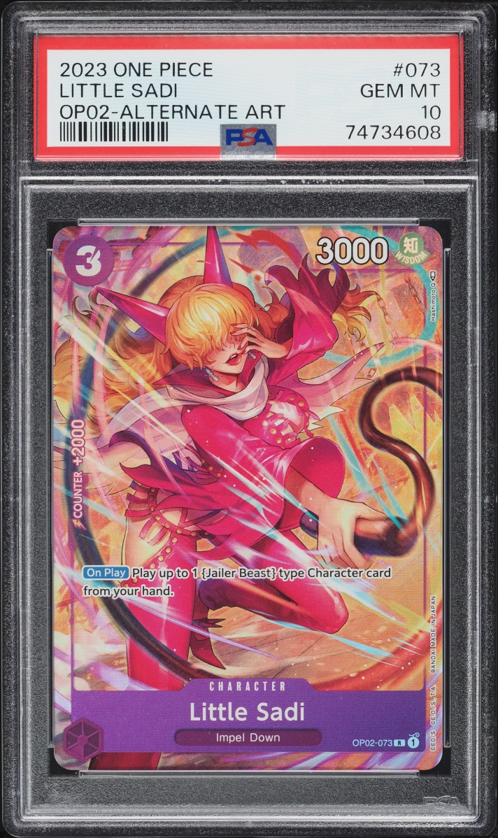 2023 One Piece Paramount War Alt Art Little Sadi #OP02-073 PSA 10 GEM MINT