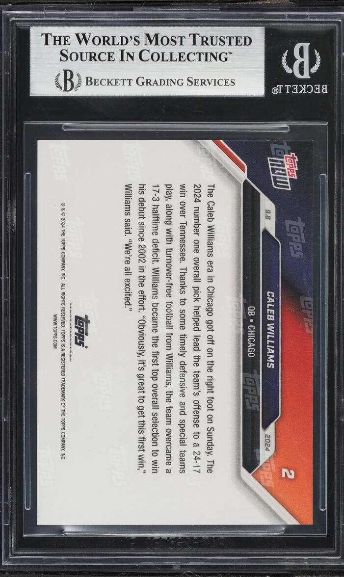 2024 Topps Now Caleb Williams ROOKIE #2 BGS 9 MINT