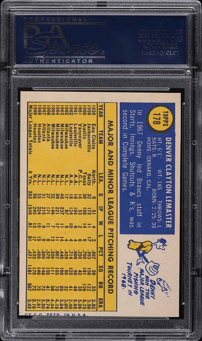 1970 Topps Denny Lemaster #178 PSA 8 NM-MT