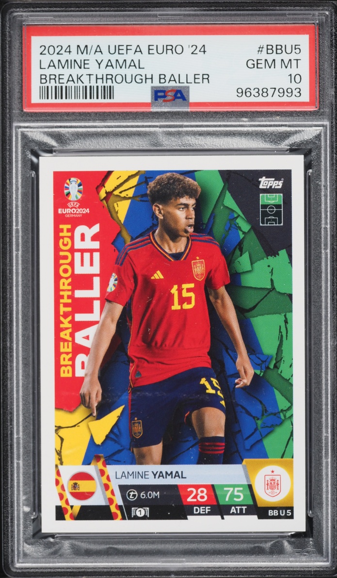 2024 Topps Match Attax UEFA Euro '24 Breakthrough Baller Lamine Yamal #BBU5 PSA 10 GEM MINT