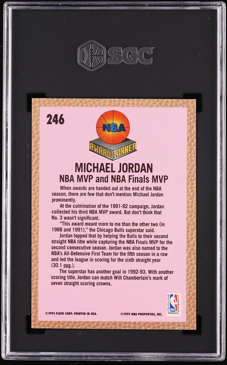 1992 Fleer Award Winner Michael Jordan #246 SGC 9 MINT