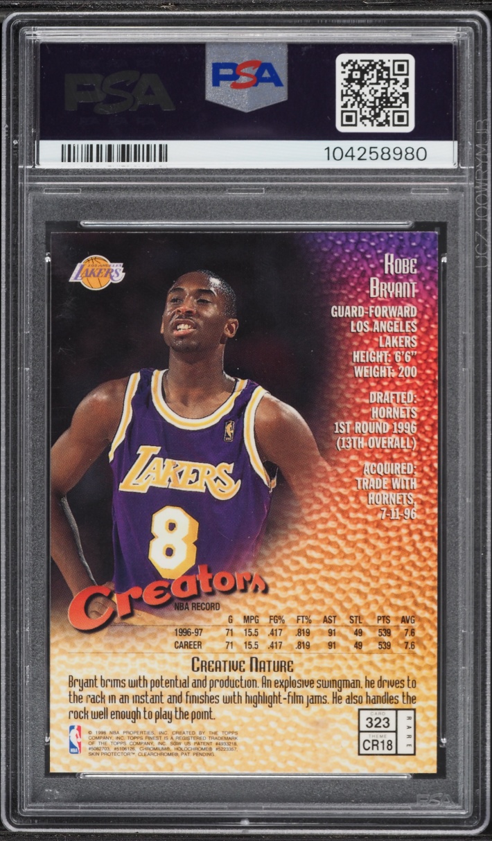 1997 Finest Basketball Kobe Bryant #323 PSA 9 MINT