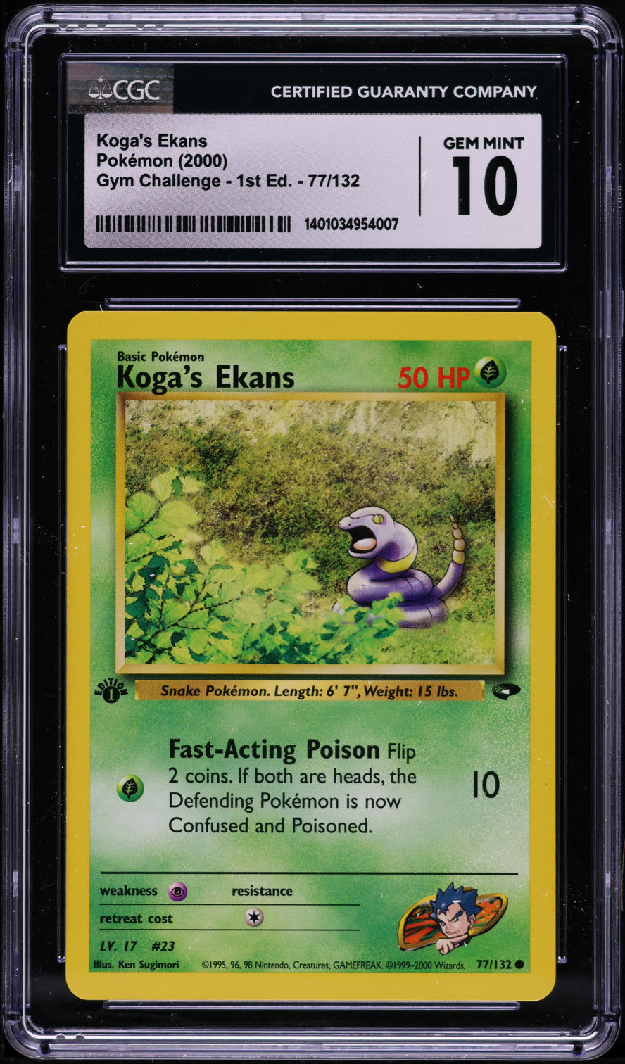 2000 Pokemon Gym Challenge 1st Edition Koga's Ekans #77 CGC 10 GEM MINT