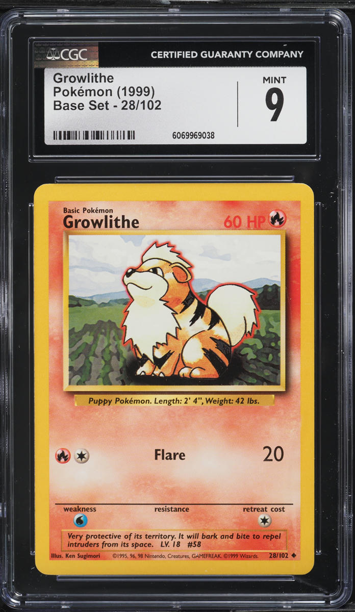 1999 Pokemon Base Set Growlithe #28 CGC 9 MINT