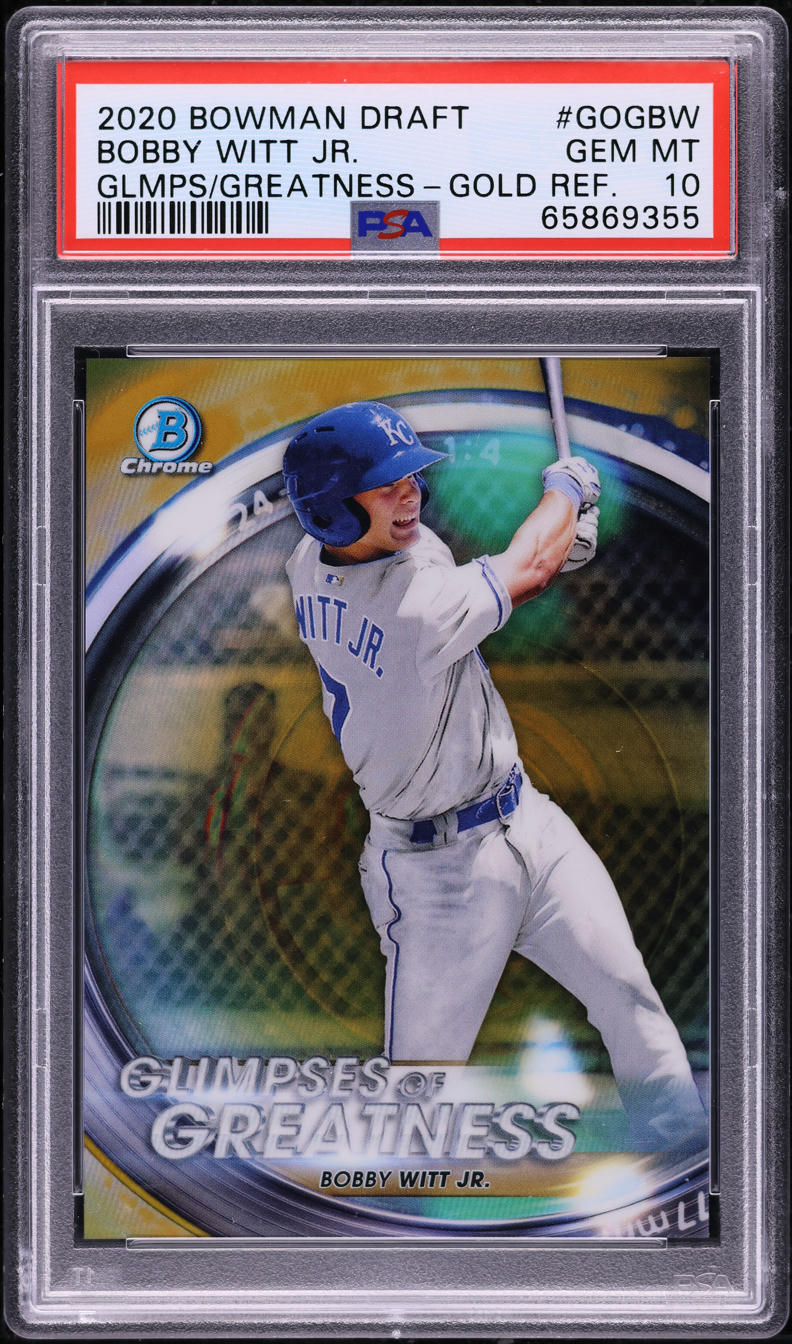 2020 Bowman Chrome Draft Glimpses Of Greatness Gold Bobby Witt Jr RC /50 PSA 10