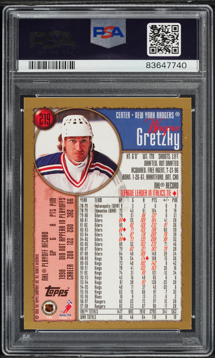1998 Topps Hockey Wayne Gretzky #219 PSA 9 MINT