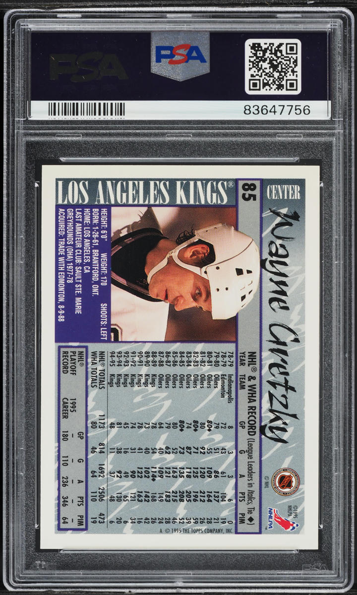 1995 Topps Hockey Wayne Gretzky #85 PSA 8 NM-MT
