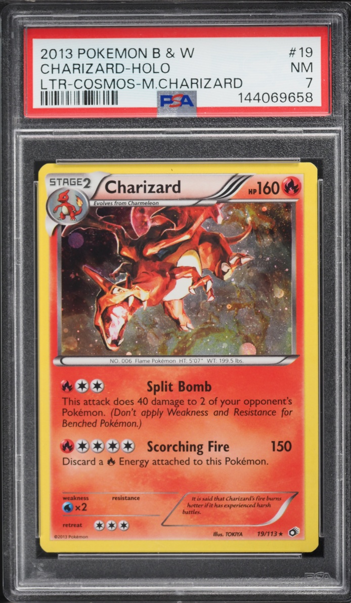 2013 Pokemon BW Legendary Treasures Mega Collection Cosmos Holo Charizard #19 PSA 7 NRMT