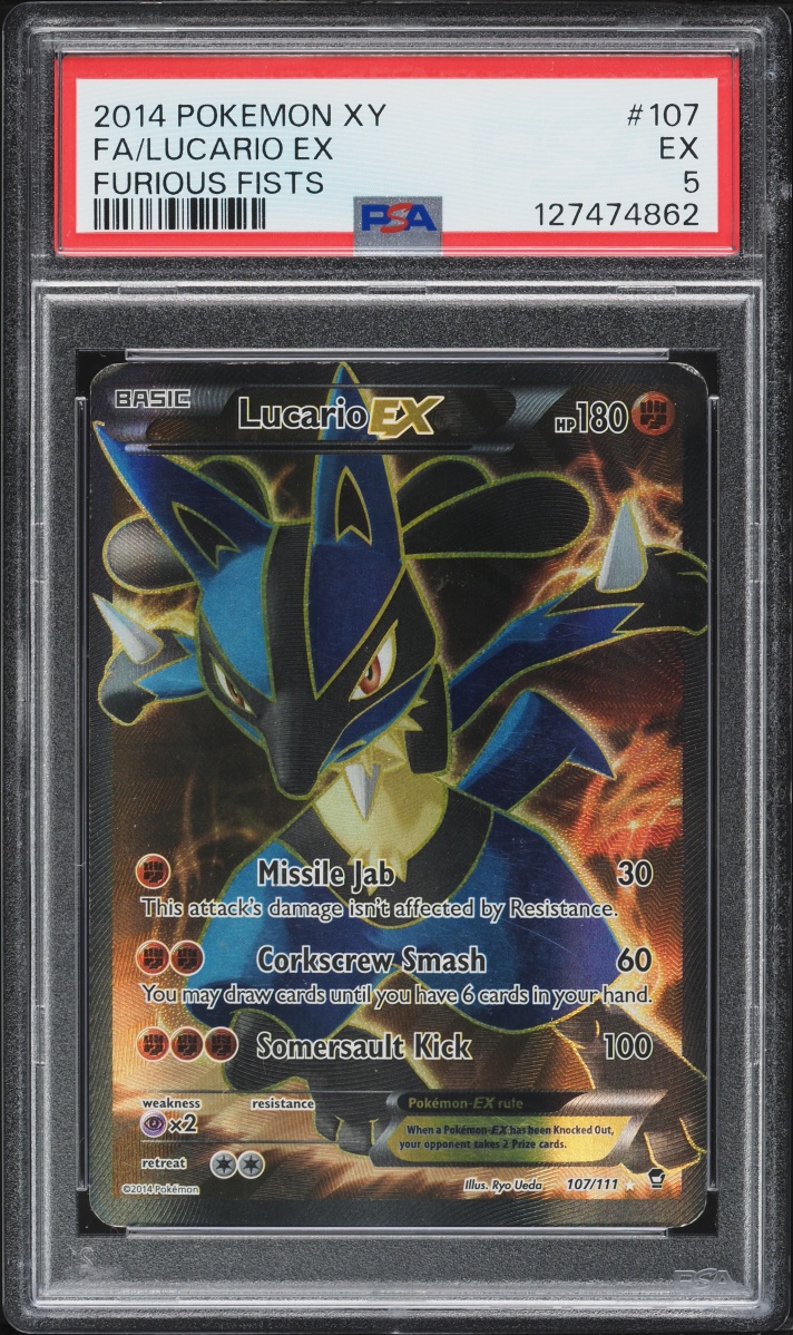 2014 Pokemon XY Furious Fists Full Art Lucario EX #107 PSA 5 EX