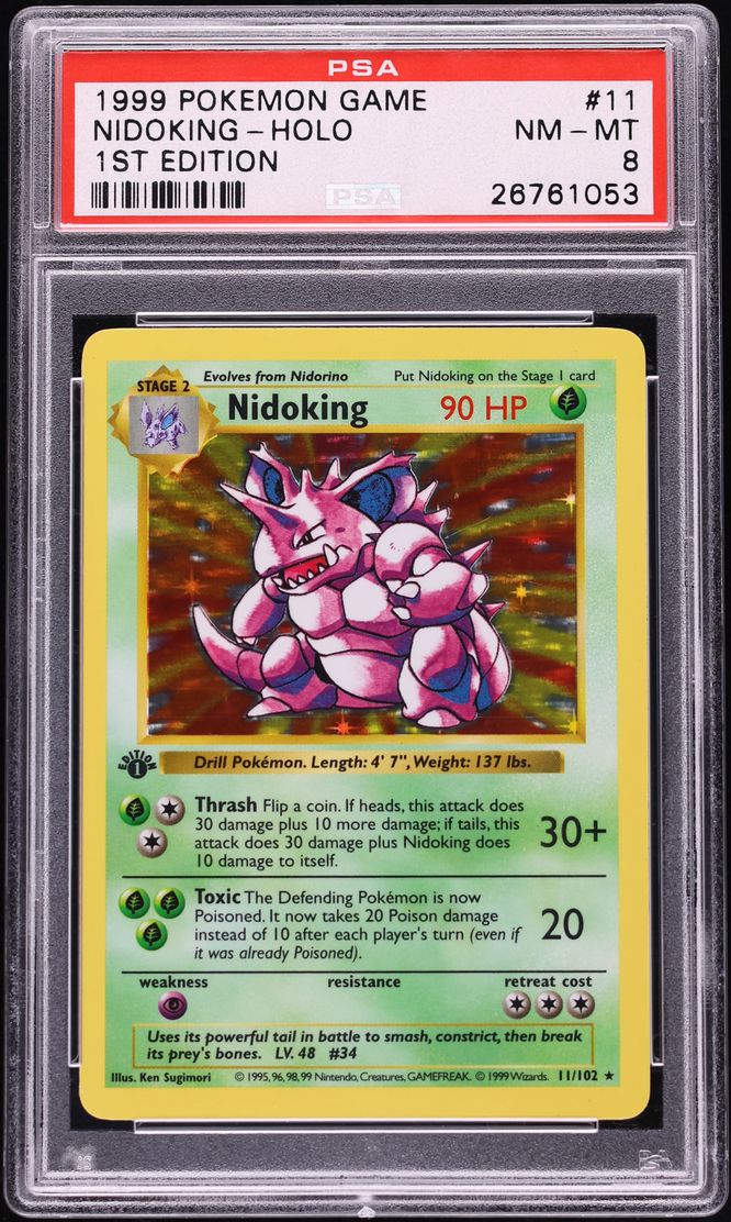 1999 Pokemon Base Set Shadowless 1st Edition Holo Nidoking #11 PSA 8 NM-MT