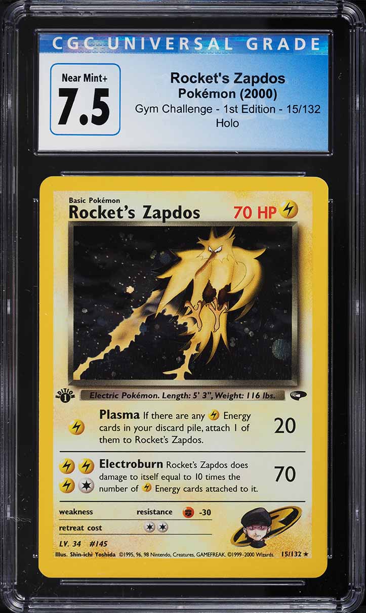 2000 Pokemon Gym Challenge 1st Edition Holo Rocket's Zapdos #15 CGC 7.5 NRMT+