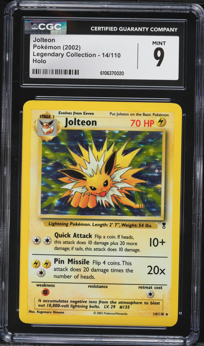 2002 Pokemon Legendary Collection Holo Jolteon #14 CGC 9 MINT