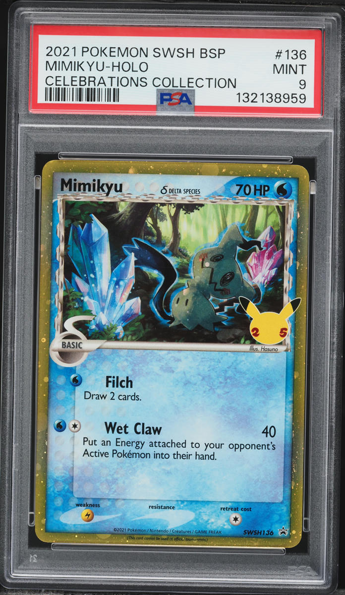 2021 Pokemon Sword & Shield Black Star Promo Celebrations Holo Mimikyu #SWSH136 PSA 9 MINT