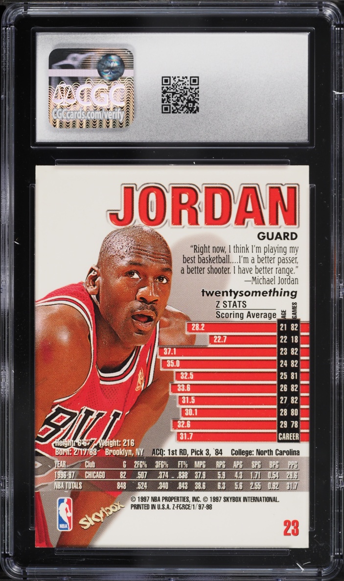 1997 Skybox Z-Force Michael Jordan #23 CGC 9.5 MINT+