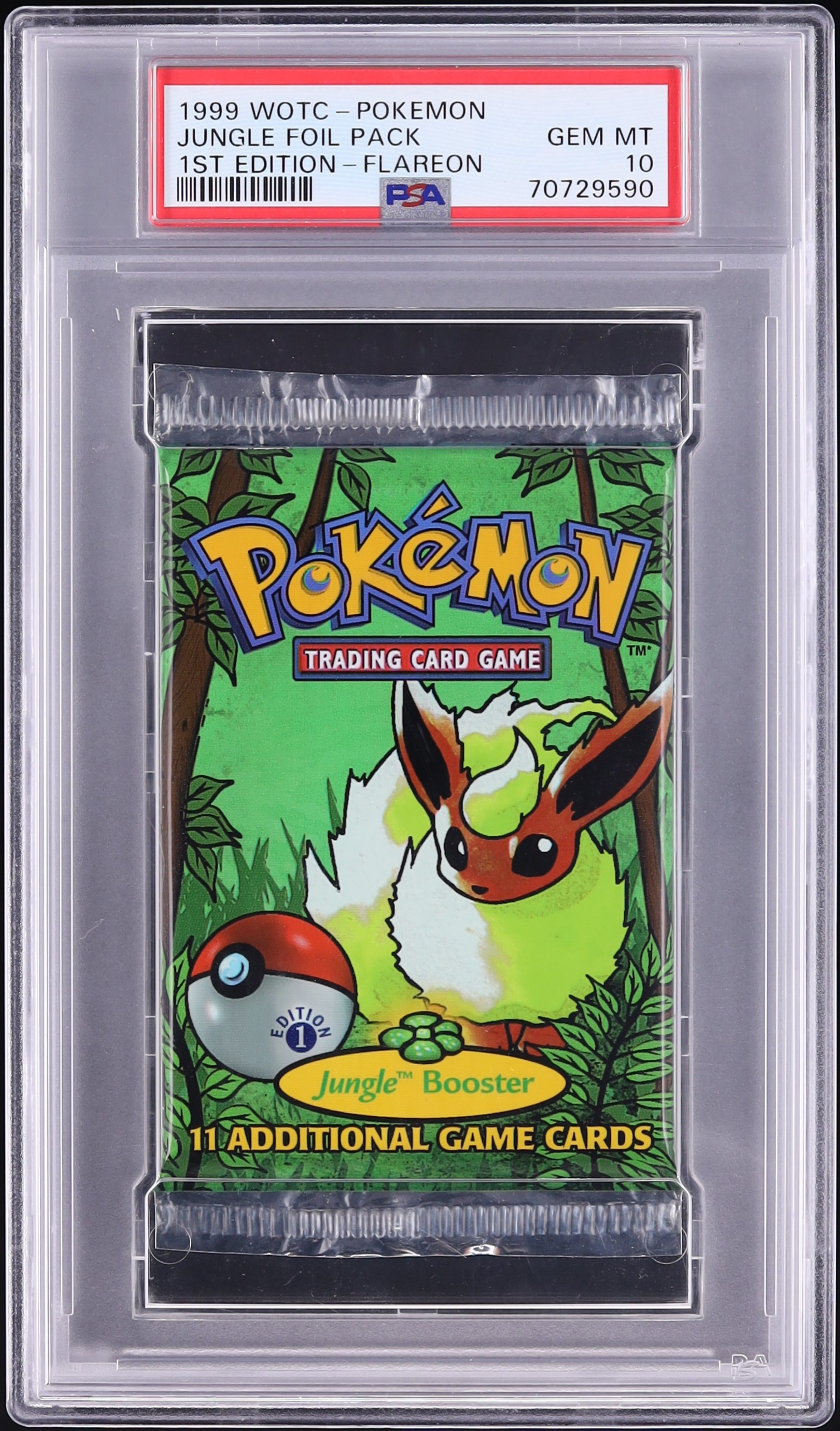 1999 Pokemon Jungle 1st Edition Booster Pack Flareon PSA 10 GEM MINT