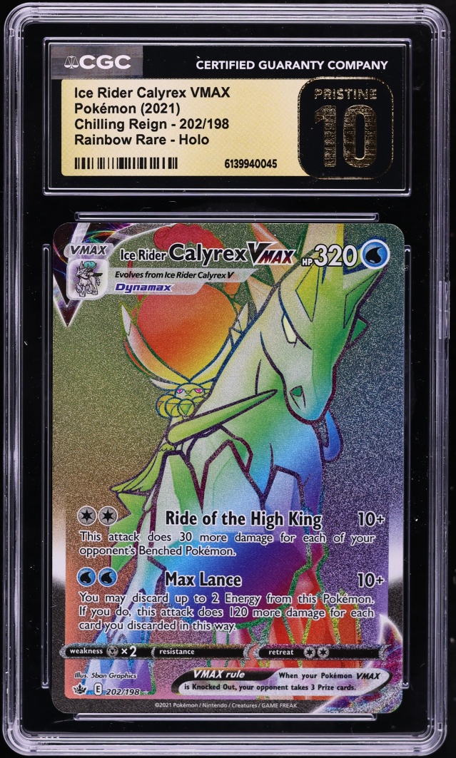 2021 Pokemon SWSH Chilling Reign Rainbow Rare Ice Rider Calyrex VMAX #202 CGC 10 PRISTINE