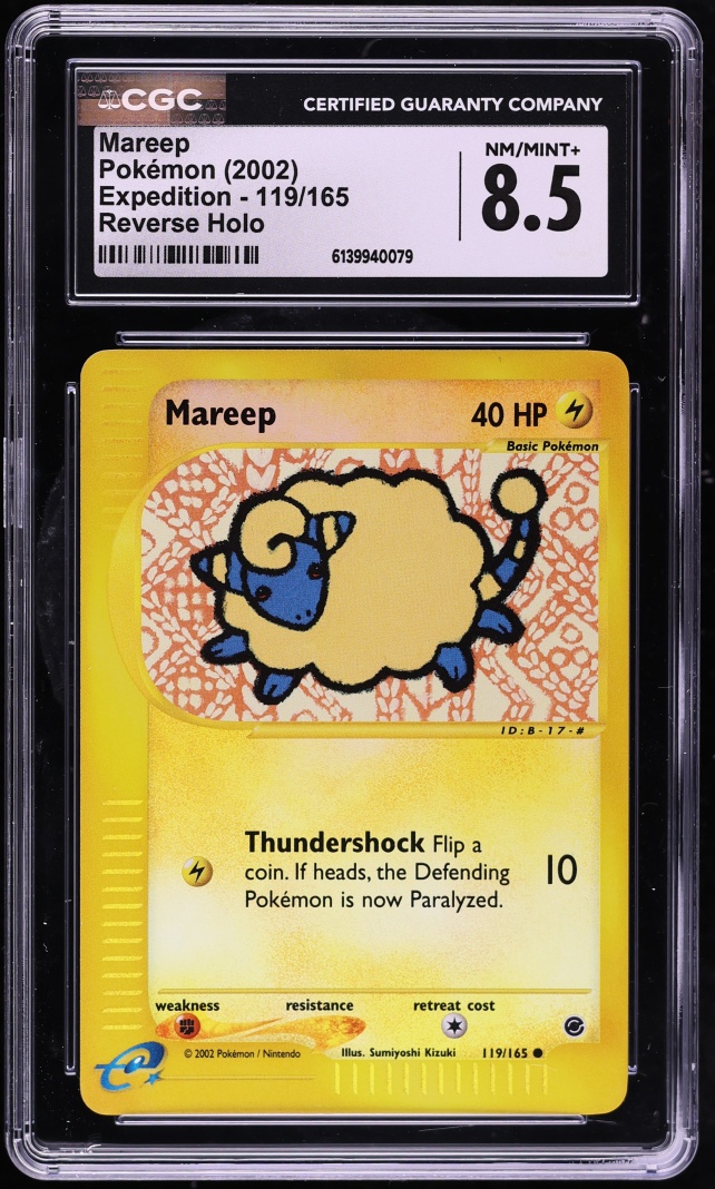 2002 Pokemon Expedition Reverse Holo Mareep #119 CGC 8.5 NM-MT+