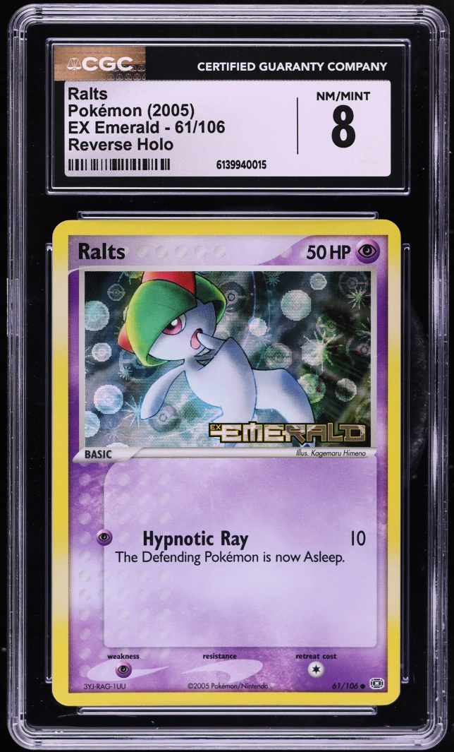 2005 Pokemon EX Emerald Reverse Holo Ralts #61 CGC 8 NM-MT