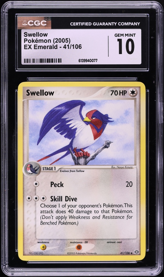 2005 Pokemon Ex Emerald Swellow #41 CGC 10 GEM MINT