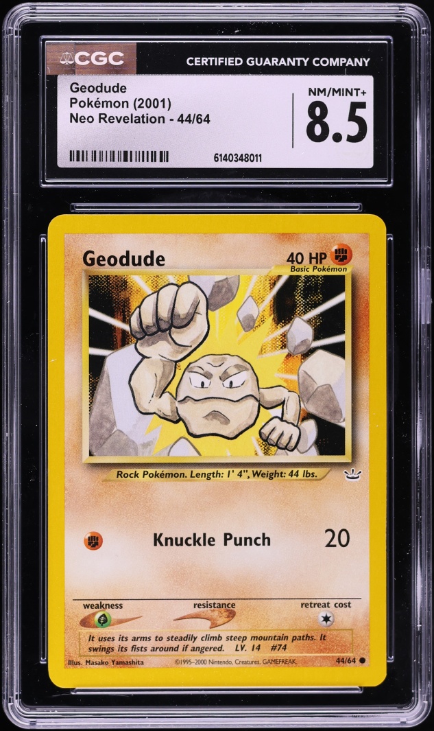 2001 Pokemon Neo Revelation Geodude #44 CGC 8.5 NM-MT+