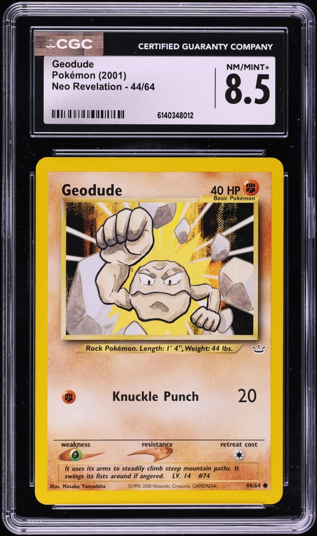 2001 Pokemon Neo Revelation Geodude #44 CGC 8.5 NM-MT+