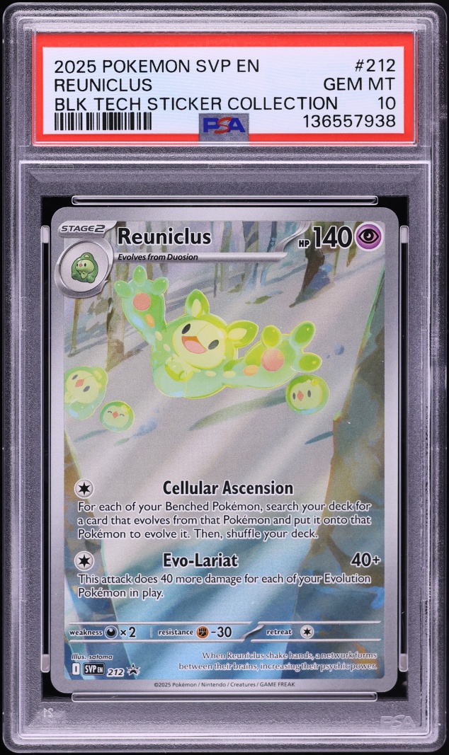 2025 Pokemon SV Promo Black Bolt Tech Sticker Full Art Reuniclus #212 PSA 10 GEM MINT