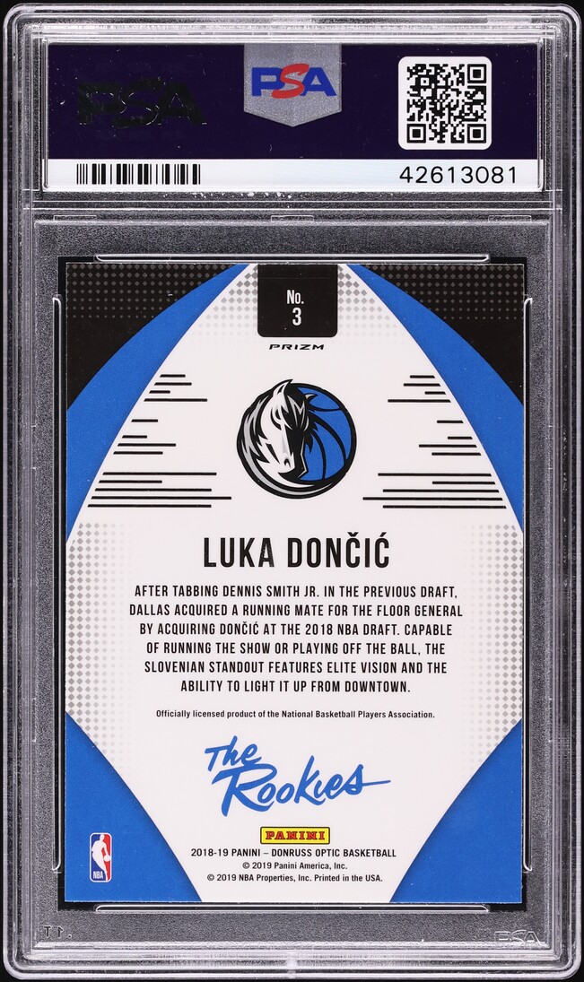 2018 Donruss Optic Holo Prizm Luka Doncic ROOKIE #3 PSA 10 GEM MINT