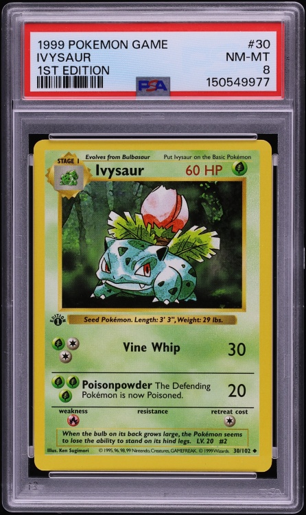 1999 Pokemon Base Set Shadowless 1st Edition Ivysaur #30 PSA 8 NM-MT