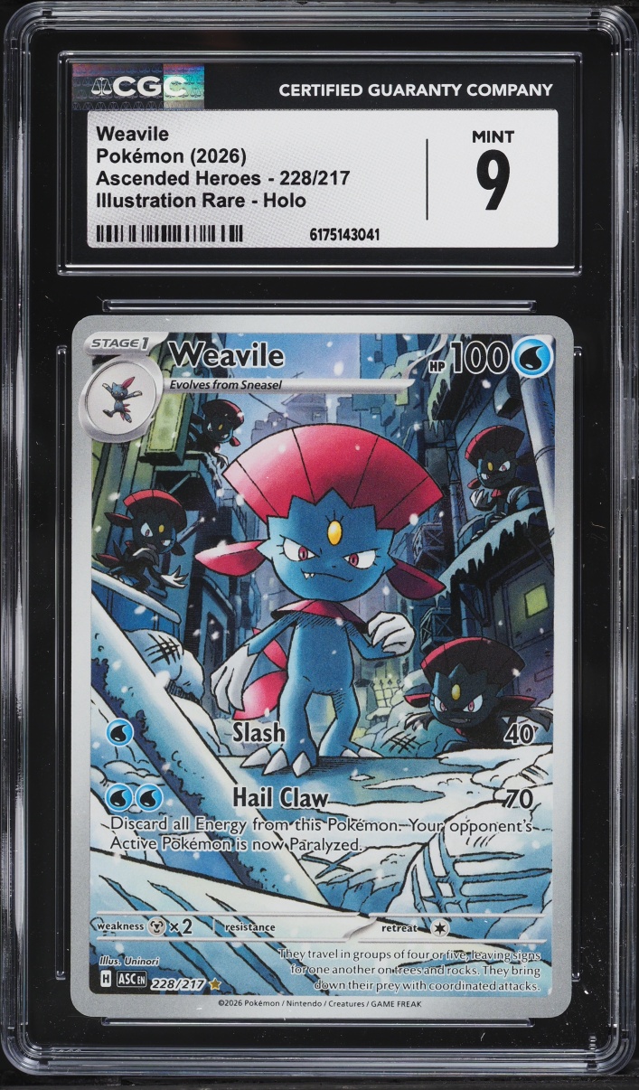2026 Pokemon Mega Evolution Ascended Heroes IR Weavile #228 CGC 9 MINT