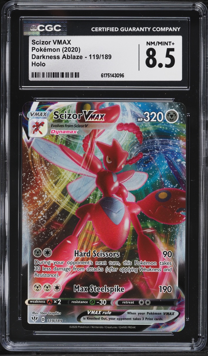 2020 Pokemon Sword & Shield Darkness Ablaze Alt Art Scizor VMAX #119 CGC 8.5 NM-MT+