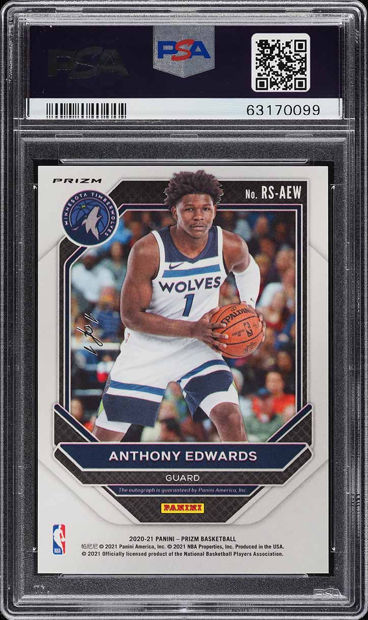 2020 Panini Prizm Black Prizms Anthony Edwards RC AUTO DNA 10 1/1 #AEW PSA 10