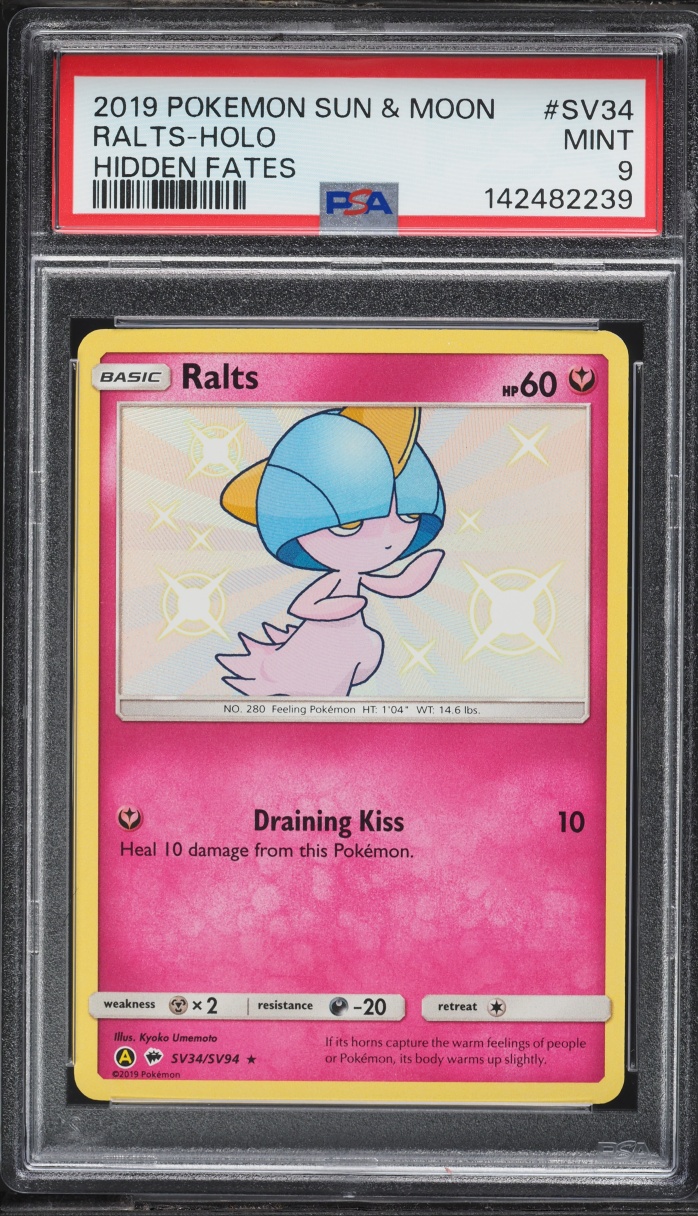 2019 Pokemon Sun & Moon Hidden Fates Shiny Ralts #SV34 PSA 9 MINT