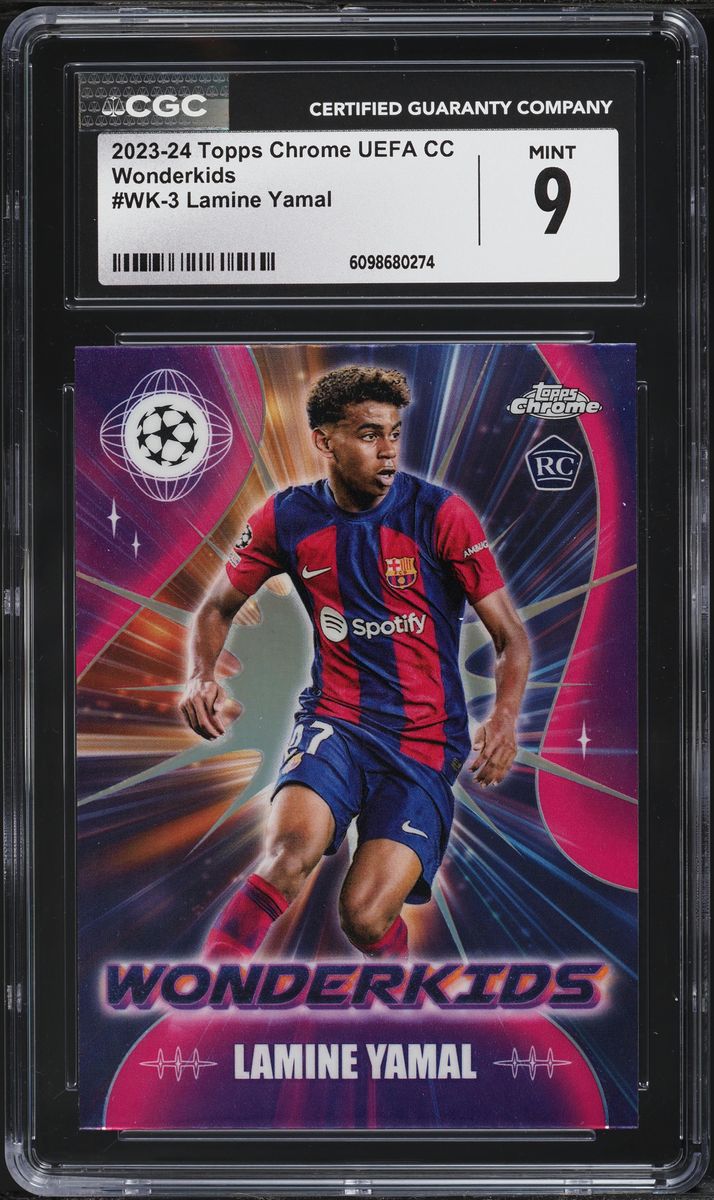 2023 Topps Chrome UEFA Club Competitions Wonderkids Lamine Yamal ROOKIE #WK-3 CGC 9 MINT