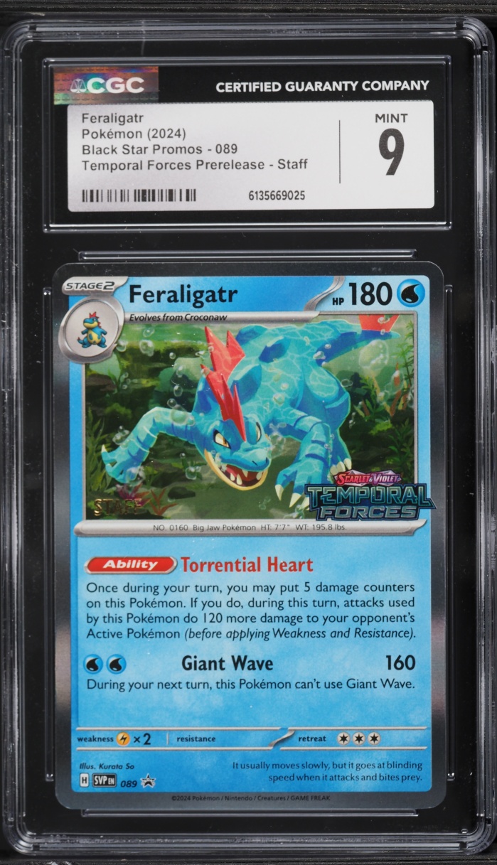 2024 Pokemon Scarlet & Violet Promo Temporal Forces Prerelease Staff Feraligatr #89 CGC 9 MINT
