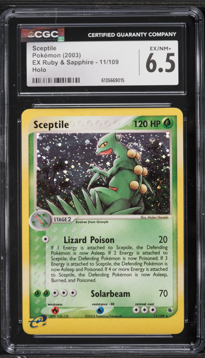 2003 Pokemon EX Ruby & Sapphire Holo Sceptile #11 CGC 6.5 EXMT+