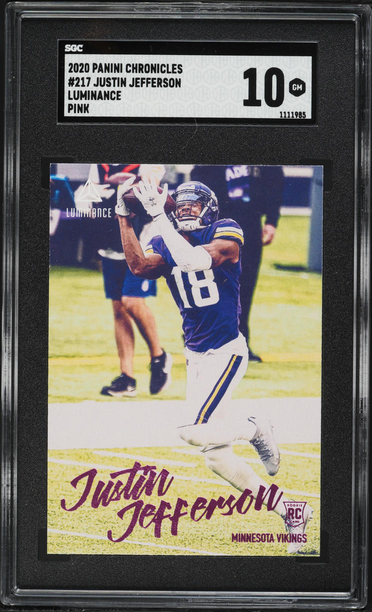 2020 Panini Chronicles Luminance Pink Justin Jefferson ROOKIE #217 SGC 10 GEM MINT