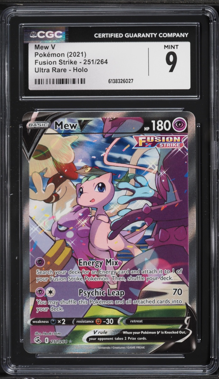 2021 Pokemon Sword & Shield Fusion Strike Alt Art Mew V #251 CGC 9 MINT