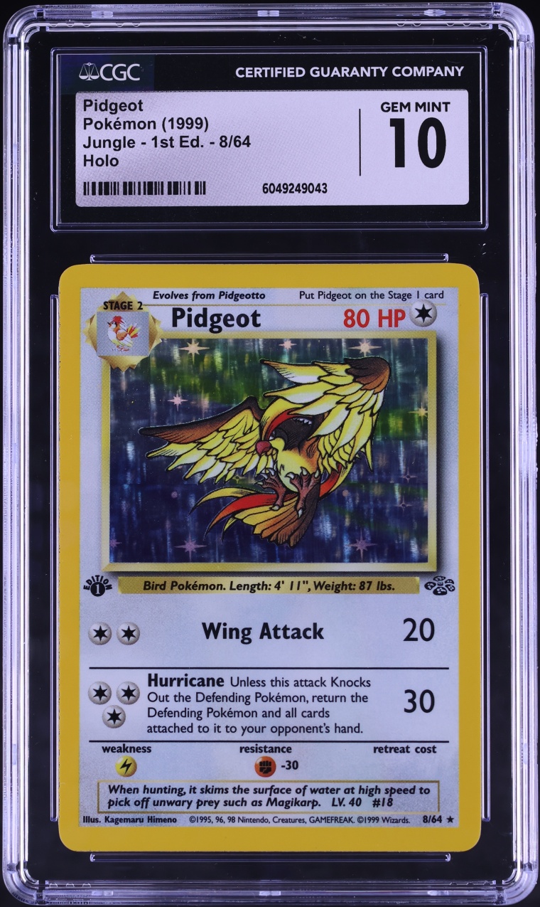1999 Pokemon Jungle 1st Edition Holo Pidgeot #8 CGC 10 GEM MINT