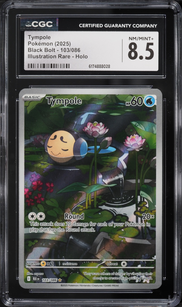 2025 Pokemon Scarlet & Violet Black Bolt IR Tympole #103 CGC 8.5 NM-MT+