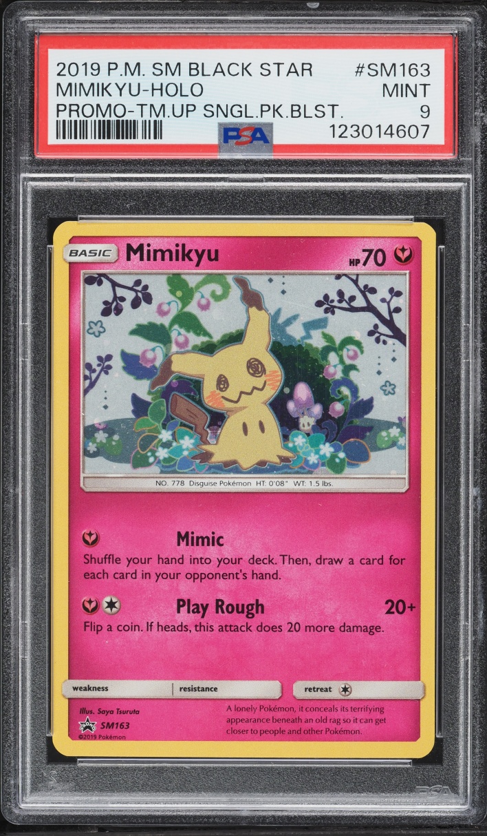 2019 Pokemon Sun & Moon Black Star Promo Team Up Holo Mimikyu #SM163 PSA 9 MINT