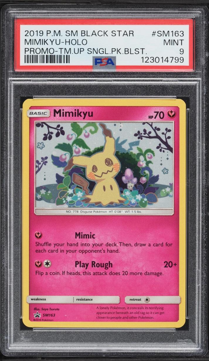2019 Pokemon Sun & Moon Black Star Promo Team Up Holo Mimikyu #SM163 PSA 9 MINT