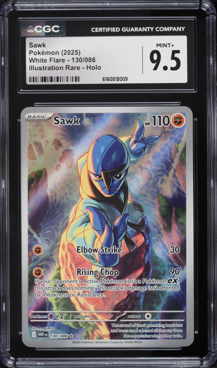 2025 Pokemon Scarlet & Violet White Flare IR Sawk #130 CGC 9.5 MINT+