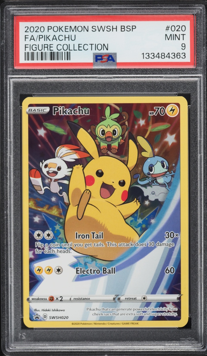 2020 Pokemon Sword & Shield Promo Figure Collection Full Art Pikachu #SWSH020 PSA 9 MINT
