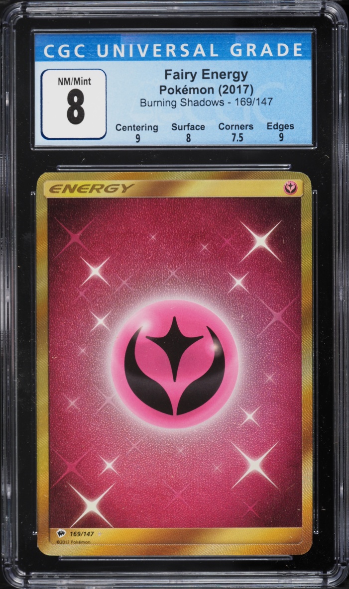 2017 Pokemon Sun & Moon Burning Shadows Gold Rare Fairy Energy #169 CGC 8 NM-MT